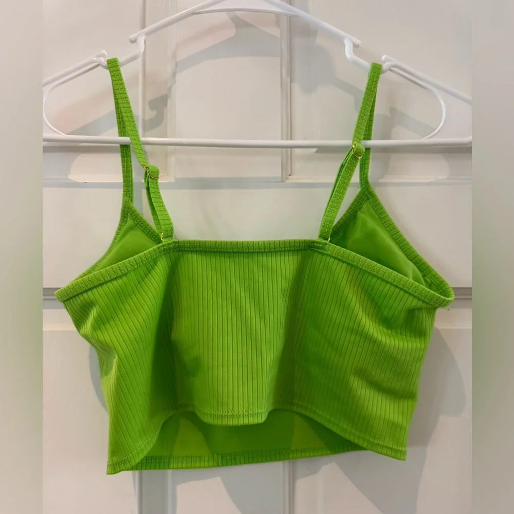 Wild Fable Ribbed Longline Bikini Top Bright Green XS 0-2